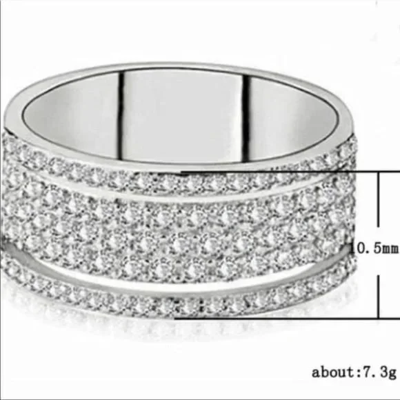 925 STERLING SILVER DIAMOND MULTI ETERNITY BAND RING, CUTE RING, SHINY RING. - Picture 4 of 4